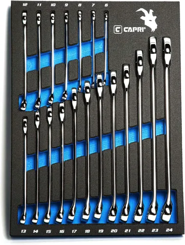 Miniatura 10 de Capri Tools MaxChrome juego de llaves de combinación, 6 a 24 mm, 19 piezas con bolsa de lona resistente