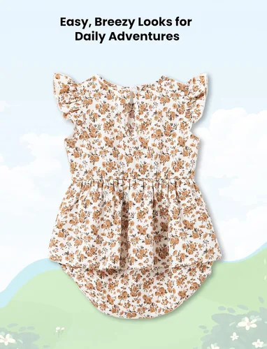Miniatura 4 de PATPAT - Conjunto a juego para toda la familia, con estampado floral bohemio, cuello cuadrado, mangas abullonadas, vestido blusón y camisetas