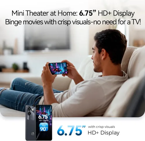 Miniatura 3 de MIRO Smartphone ultraligero 6.75" pantalla grande 4G+64GB interno (1TB almacenamiento expandible) 13MP AI Dual Cámara 5MP Cámara frontal 4900mAh