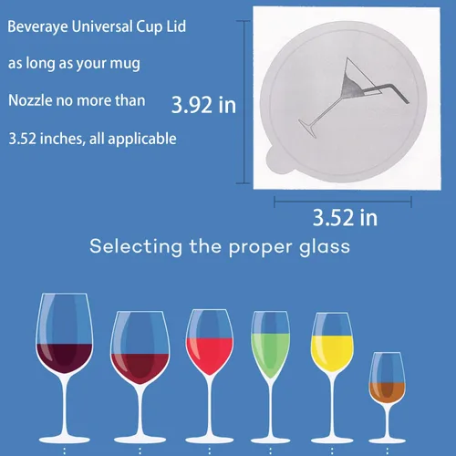 Miniatura 4 de Paquete de 100 tapas de protección para bebidas, fundas para bebidas para protección contra el alcohol, tapa universal para copas de vino y vasos.