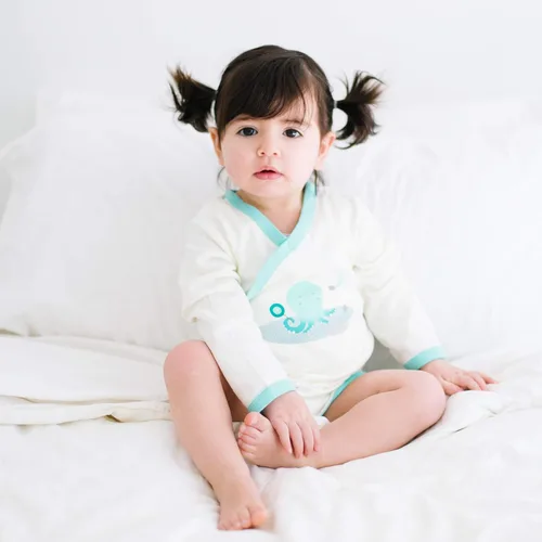 Miniatura 30 de Babysoy Kimono de algodón orgánico de manga larga Onesie Bodysuit