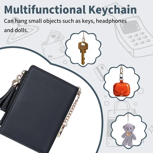 Miniatura 5 de Gostwo Billeteras pequeñas para mujer, elegante cartera para mujer con ventana de identificación, bolsillo con cremallera para monedas y borla.