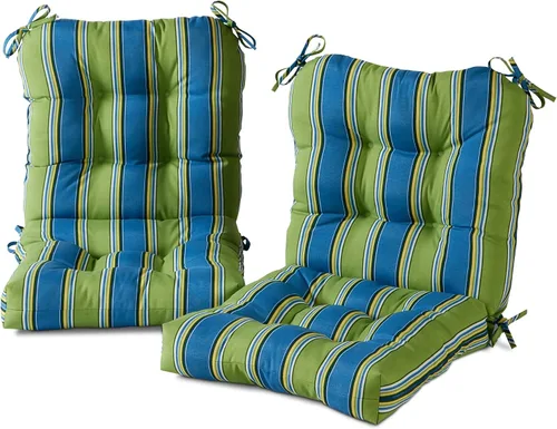 Miniatura 47 de Cojines para silla de exterior con bisagras, diseño de una sola pieza, cojín reversible para asiento y respaldo de patio con lazos, tela