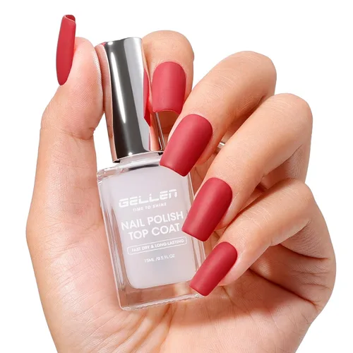 Miniatura 20 de GELLEN Esmalte de uñas transparente para capa final, esmalte de uñas brillante y regular, fórmula de calcio fortalece las uñas, secado rápido al