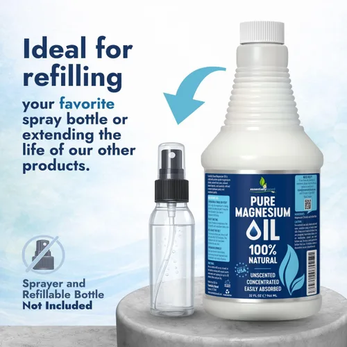 Miniatura 5 de Espray de aceite de magnesio puro 32oz - Espray tópico de magnesio de fuerza extra para dormir - Menos picazón - Menos escozor - 100% aceite natural