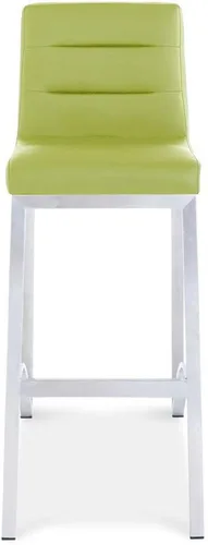 Miniatura 5 de ZURI Modern Lynx - Taburete de bar suave de cuero sintético verde lima, acero inoxidable cepillado