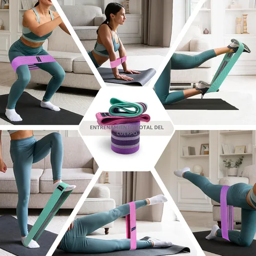 Miniatura 2 de Bandas de ejercicio, bandas de resistencia de tela de 3 niveles para entrenamiento, bandas de entrenamiento de resistencia para mujeres y hombres