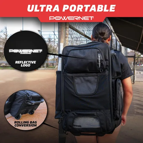 Miniatura 5 de PowerNet Odyssey - Bolsa de softbol y béisbol, mochila con ruedas para equipo de béisbol, bolsa de murciélago con 4 mangas de murciélago