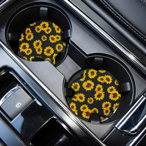 Miniatura 17 de WOCOCN Posavasos para automóvil, portavasos para automóvil, 2.75 pulgadas, antideslizantes y absorbentes, bonitos accesorios interiores para Negro