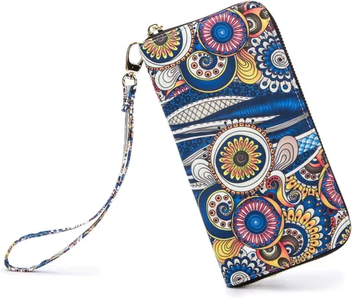 Miniatura 195 de Cartera de mano para mujer, estilo bohemio, con RFID, elegante, espaciosa con correa para viajes, capacidad para tarjetas, teléfono, dinero