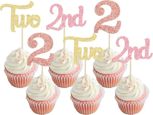 Miniatura 12 de 24 piezas de adornos para cupcakes de tercer cumpleaños, adornos para cupcakes de tercer cumpleaños con purpurina, tres adornos para cupcakes