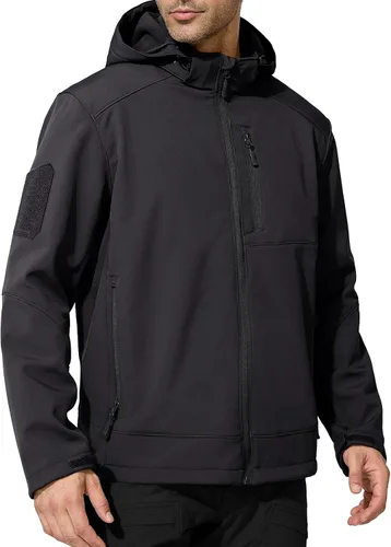 FREE SOLDIER Chaqueta ligera con capucha impermeable para hombre, con forro polar, para invierno, con capucha, resistente al agua, para senderismo,