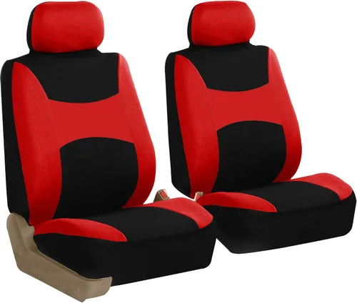 Miniatura 8 de TLH - Juego de fundas de asiento de tela plana ligera y fresca para automóvil, solo para el conjunto delantero, compatible con bolsa de aire