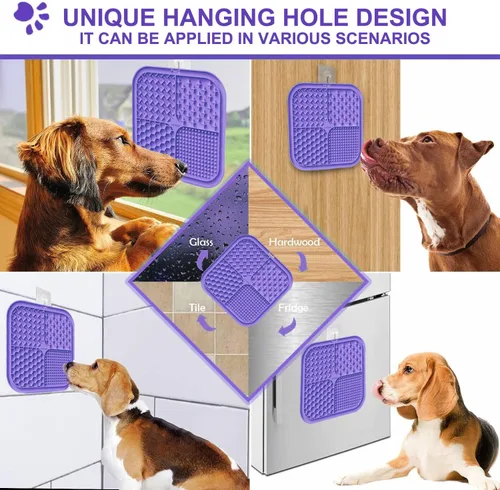 Miniatura 4 de Lesipee Alfombrilla para lamer perros y gatos, paquete de 2, patada para lamer de alimentador lento, juguetes para perros para aliviar la ansiedad