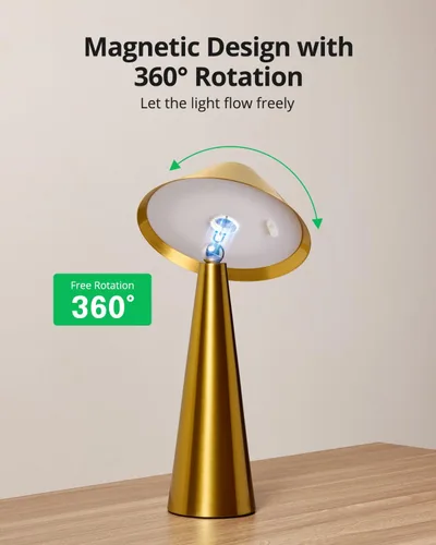 Miniatura 2 de Bojim Lámpara de mesa inalámbrica recargable, luces LED de mesa inalámbricas, funciona con pilas, táctil para 3 colores regulables, impermeable IP54