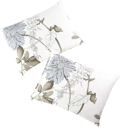 Miniatura 2 de Wake In Cloud - Fundas de almohada florales, 100% tela de algodón, estilo vintage floral shabby chic de granja botánica, juego de 2 fundas