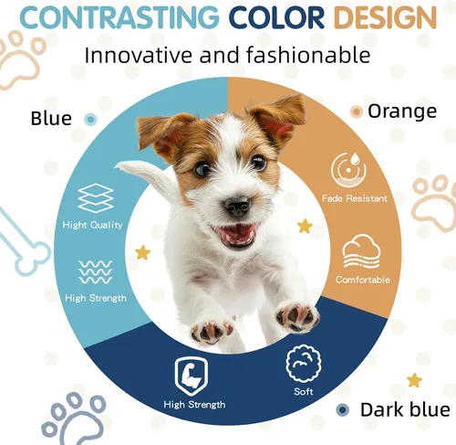 Miniatura 7 de XS - Arnés para perro, diseño ajustable a medida, tricolor, resistente, fácil de caminar, para perros pequeños, azul naranja