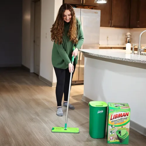 Miniatura 3 de Libman Rinse 'n Wring - Sistema de trapeador y cubeta Trapeador de piso de microfibra Limpiador de pisos de madera dura Trapeador húmedo