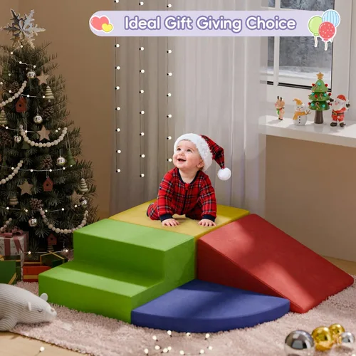 Miniatura 2 de 4 piezas de bloques de espuma para escalar para niños pequeños, gimnasio de escalada para bebés con espuma de ultra alta densidad para gatear