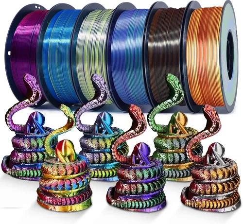 Miniatura 24 de Yousu Seda de Doble Color Filamento PLA para 3D Impresora Filamento Coextrusión PLA Multicolor Filamento PLA 1.75mm (± 0.03 mm) Compatible