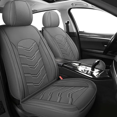 Miniatura 11 de AOOG Fundas de cuero para asiento de automóvil, ajuste universal para la mayoría de los sedanes, SUV, camiones (asiento delantero, beige)