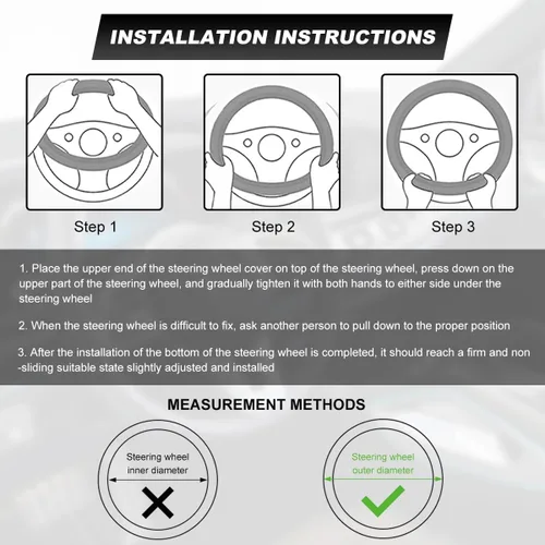 Miniatura 3 de Funda para volante de automóvil, 15 pulgadas, de cuero de alta calidad, transpirable, antideslizante, protector universal para volante cómodo