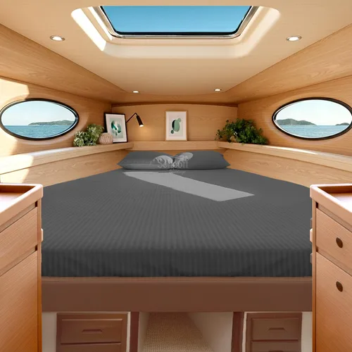 Miniatura 9 de Universal V Berth - Juego de sábanas de 4 piezas para barco, 100% algodón egipcio, la mejor ropa de cama de barco V, se adapta a colchones de hasta