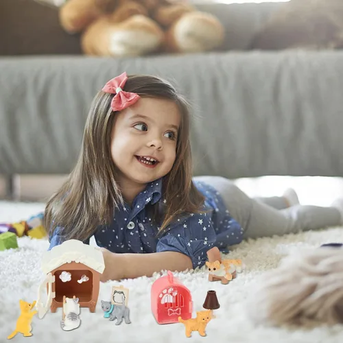 Miniatura 7 de Juego de figuras de gato, paquete de 40 juguetes de simulación para mascotas, figuras realistas de gato, juguetes de plástico para el cuidado