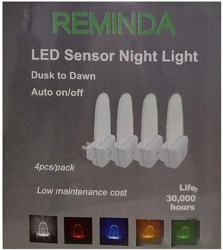 Miniatura 9 de Paquete de 4 lámparas de luz nocturna con sensor de atardecer a amanecer, enchufable, luz nocturna LED azul