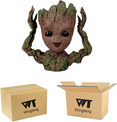 Miniatura 7 de Maceta linda de 6 pulgadas con diseño de bebé Groot sonriente, macetas con cabeza para plantas de interior o divertido porta lapices, maceta
