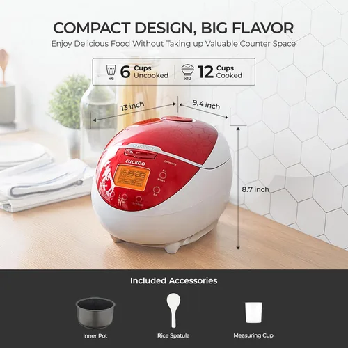 Miniatura 3 de CUCKOO Arrocera Micom de 6 tazas (sin cocinar) / 12 tazas (cocidas), arrocera con lógica difusa con temporizador de retardo y ajuste