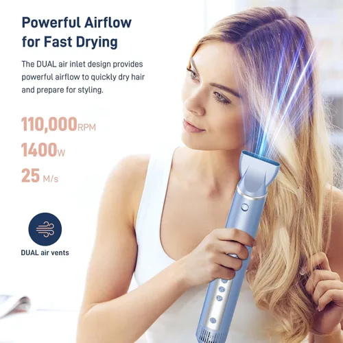 Miniatura 6 de 5 in 1 Hot Air Multi-Styler Professional Hair Wrap Styler Set with Air Curlers, Hair Dryer Brush, Straightener, Concentrator for Fast Drying Curling
