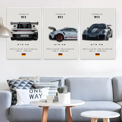 Miniatura 4 de VejiA Póster de automóvil en lienzo para pared, póster 911 GT Turbo para hombres, decoración estética de dormitorio (12 x 18, sin marco 2)