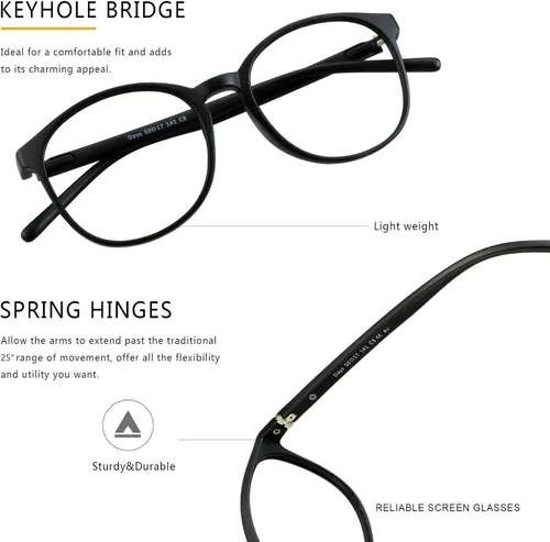 Miniatura 2 de Gafas presbíopicas multifocales progresivas redondas vintage, gafas de luz anti-azul., Negro