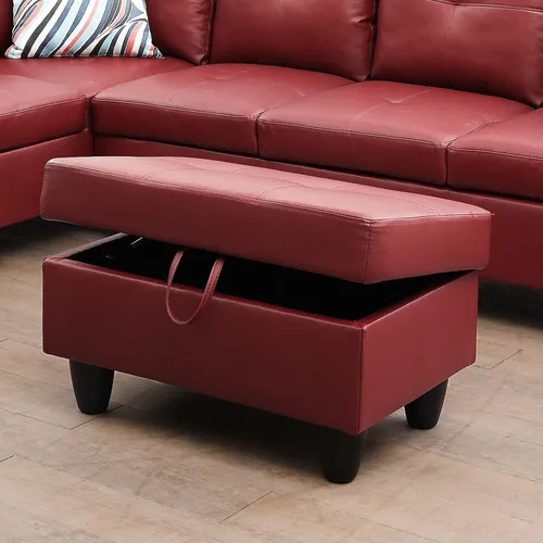 Miniatura 20 de A Ainehome Otomana, moderna otomana de cuero para sala de estar, apartamento y espacio pequeño (tamaño: 28.5 x 19 x 17.5 pulgadas de alto, A-negro)