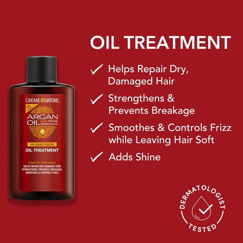 Miniatura 3 de Creme of Nature, Tratamiento de aceite de argán, ayuda a reparar el cabello seco dañado, evita la rotura, antiencrespamiento, 3 onzas líquidas