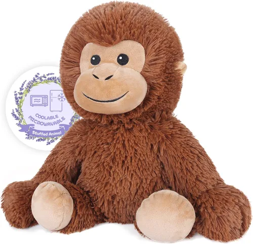 SuzziPals Peluche de Mono Calentable y Enfriable, Almohadillas Térmicas de Peluche para Microondas para Calmar y Relajar, Juguetes de Peluche con