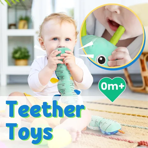 Miniatura 6 de LIGHTDESIRE Juguetes musicales para bebés de oruga, juguete de animal de peluche para bebé con crujido y sonajeros, juguetes sensoriales suaves