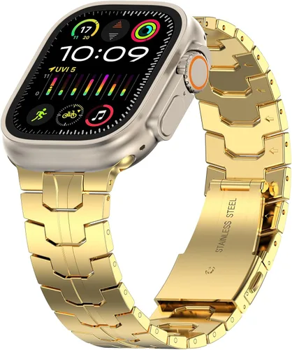 Miniatura 31 de MioHHR Correa y funda de acero inoxidable compatible con Apple Watch Band de 1.614 in, 1.575 in y 1.496 in, cubierta protectora de metal para Negro