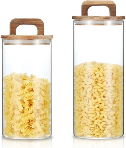 Miniatura 2 de Spacenight Recipiente de café, recipientes de vidrio para almacenamiento de alimentos, tarro de vidrio con tapa para granos de café, dulces