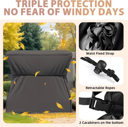 Miniatura 8 de AECOJOY - columpio de porche al aire libre con cubierta, columpios de patio de 3 asientos con toldo ajustable, columpio exterior para adultos