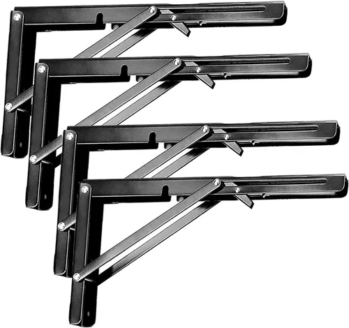 ZOENHOU 4 soportes plegables para estantes de 10 pulgadas, soportes plegables de metal resistente de 176 libras con tornillos, estantes colgantes