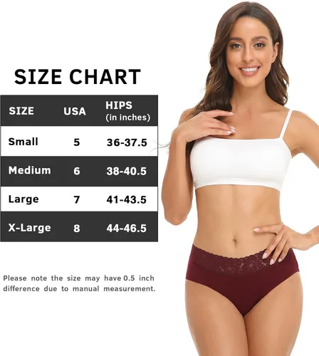 Miniatura 6 de RHYFF Ropa interior de algodón para mujer calzones de encaje suave calzones hipster para mujer elásticos paquete de 5 a
