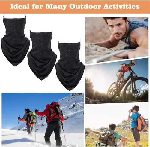 Miniatura 7 de MoKo Scarf Mask Bandana with Ear Loops 3 Pack, Neck Gaiter Balaclava with Filter Pocket UV Protection Mask