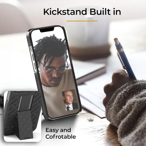 Miniatura 7 de MOTIVE Funda para iPhone 14, funda con clip para cinturón para Apple iPhone 14, funda protectora delgada y resistente a prueba de golpes con soporte