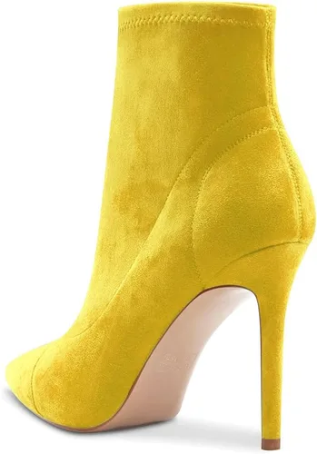 Miniatura 3 de Aachcol Botas al tobillo para mujer, tacón alto, punta puntiaguda, botas elásticas clásicas de 4 pulgadas