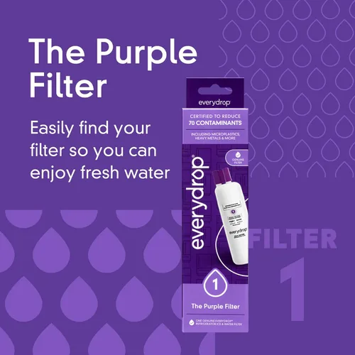 Miniatura 3 de everydrop by Whirlpool Filtro de refrigerador para hielo y agua 1, EDR1RXD1, paquete individual, morado
