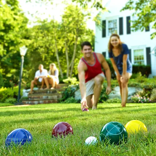 Miniatura 7 de Franklin Sports Juegos de bochas – Juegos de bolas de bochas para patio trasero + playa – (8) pelotas al aire libre + (1) Pallino – Juegos de bochas
