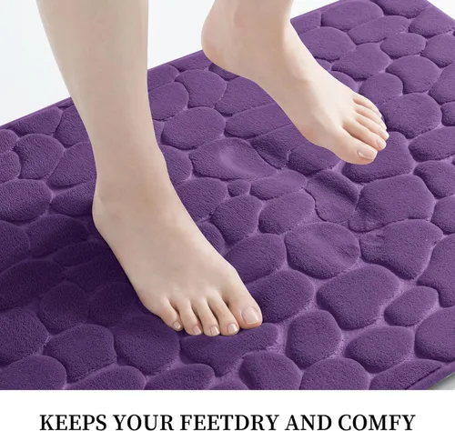 Miniatura 7 de YIHOUSE - Alfombra de espuma viscoelástica para pasillo, alfombras de baño con patrón de adoquín, superabsorbentes, alfombras de baño lavables a