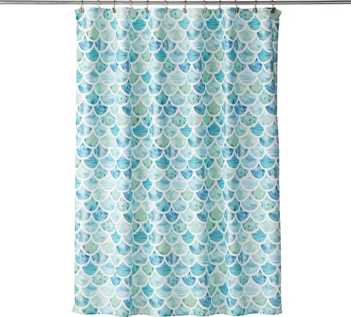 SKL Home Cortina de ducha Ocean Watercolor Scales, Multi Escamas de acuarela oceánica